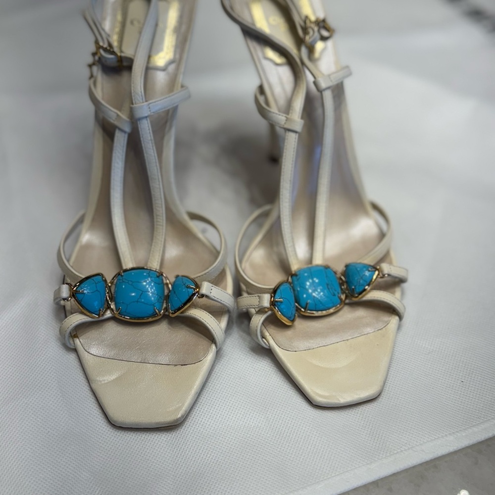 Dior Cream and Turquoise Heels